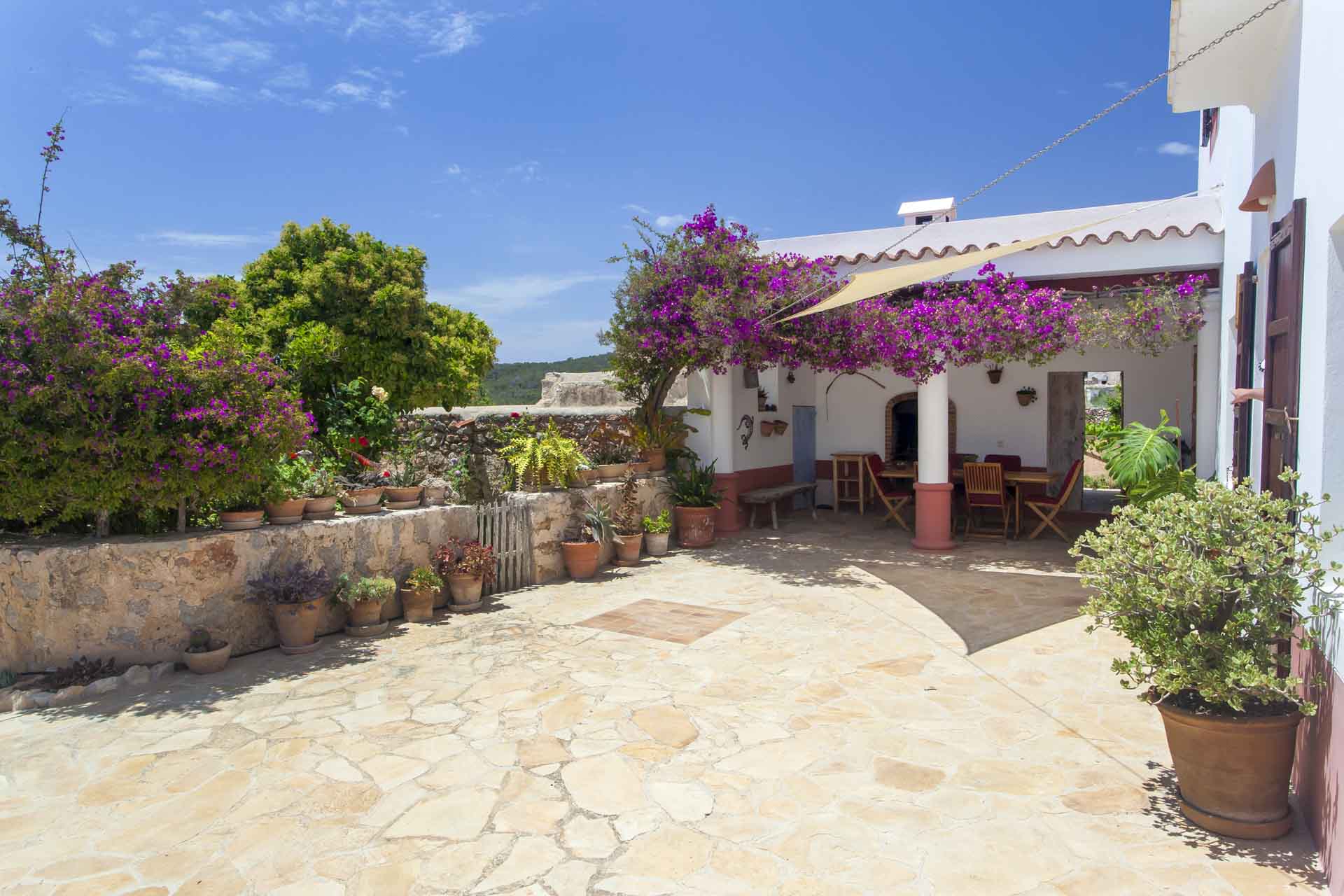 general view of the terrace from a rental house in ibiza